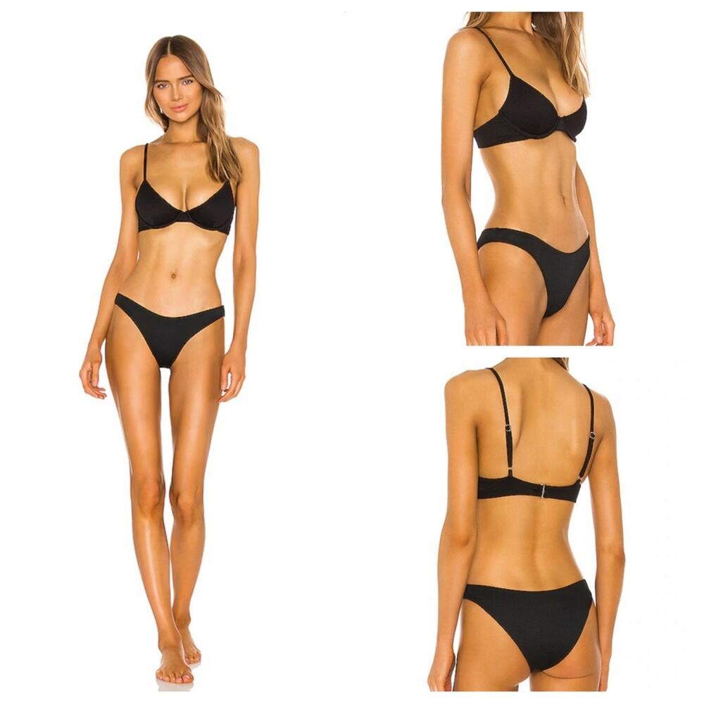 Beach Riot Ribbed Black Two Piece Bikini Swimsuit Size S/M